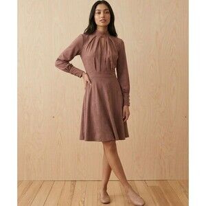 Raga Mauve Faux Suede Keyhole Fit and Flare Dress XS Coquette Vintage Inspired
